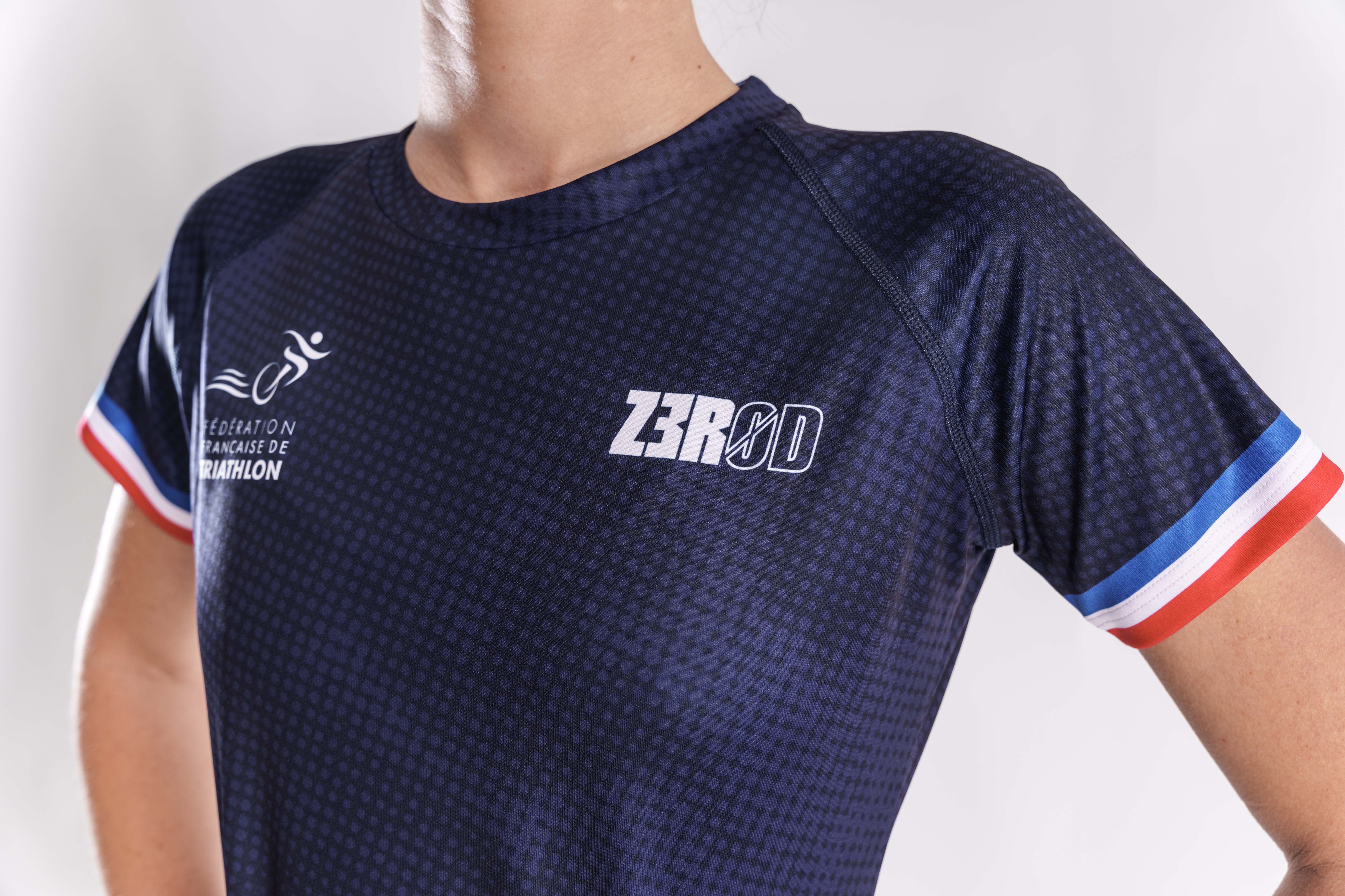 T-shirt manches courtes running femmes équipe de France Z3R0D