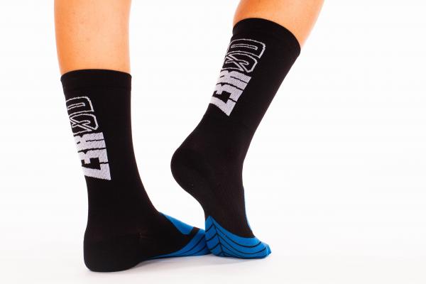 Z3R0D - Chaussettes hautes noires avec logo noir pour la course à pied et le vélo. 