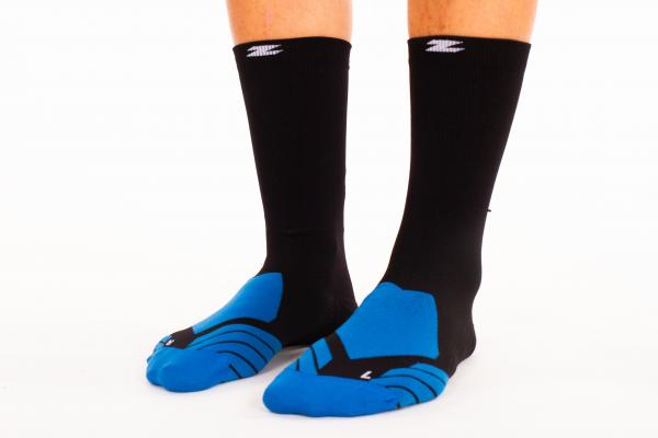 Z3R0D - Chaussettes hautes noires avec logo noir pour la course à pied et le vélo. 