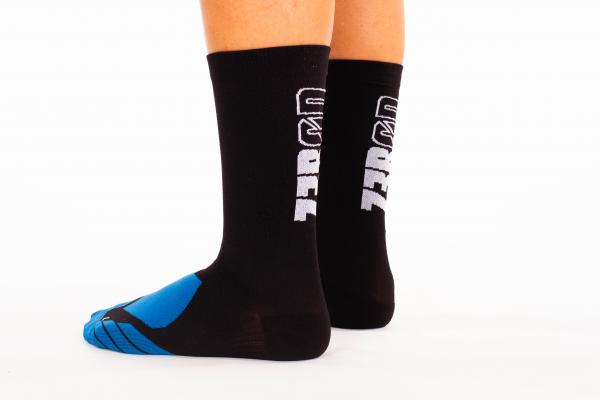 Z3R0D - Chaussettes hautes noires avec logo noir pour la course à pied et le vélo. 