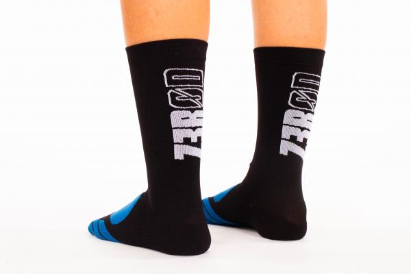 Z3R0D - Chaussettes hautes noires avec logo noir pour la course à pied et le vélo. 