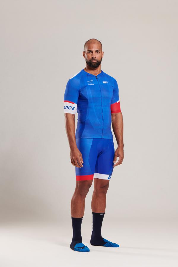 Maillot vélo France Z3R0D manches courtes bleu marine 