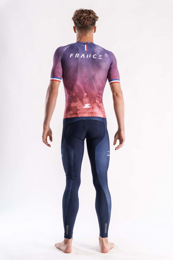 Maillot vélo France Z3R0D manches courtes bleu marine 