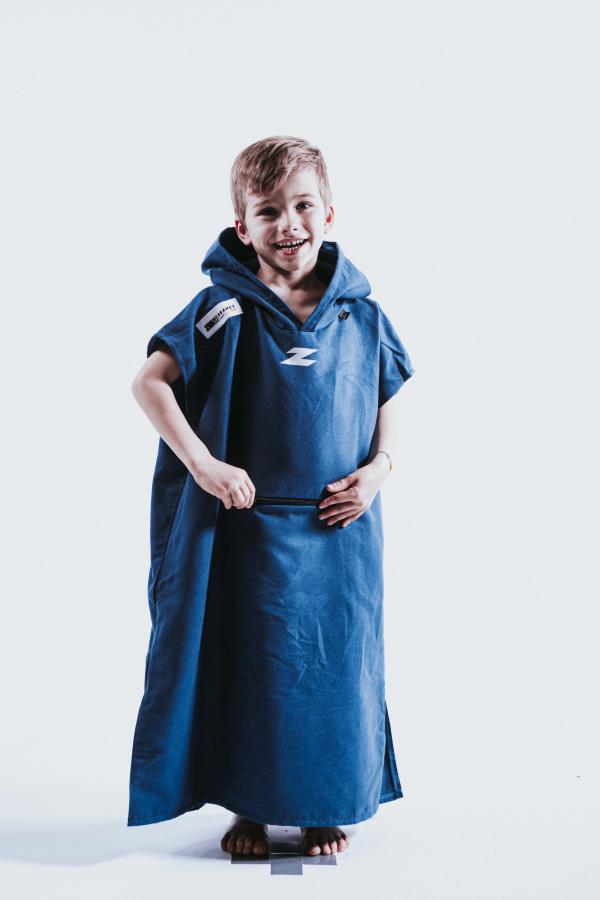 Poncho de natation et serviette de bain bleu marine taille enfant | Z3R0D